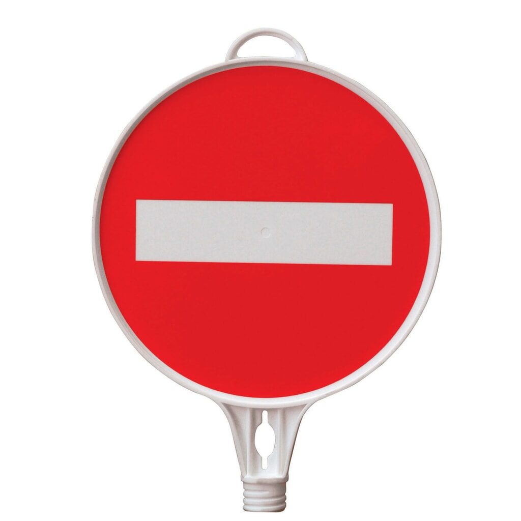 Hinweisschild "Durchgang verboten", rund, für Leitkegel und Absperrpfosten, ø 280 mm Produktabbildung: Hinweisschild "Durchgang verboten", rund, für Leitkegel und Absperrpfosten, ø 280 mm