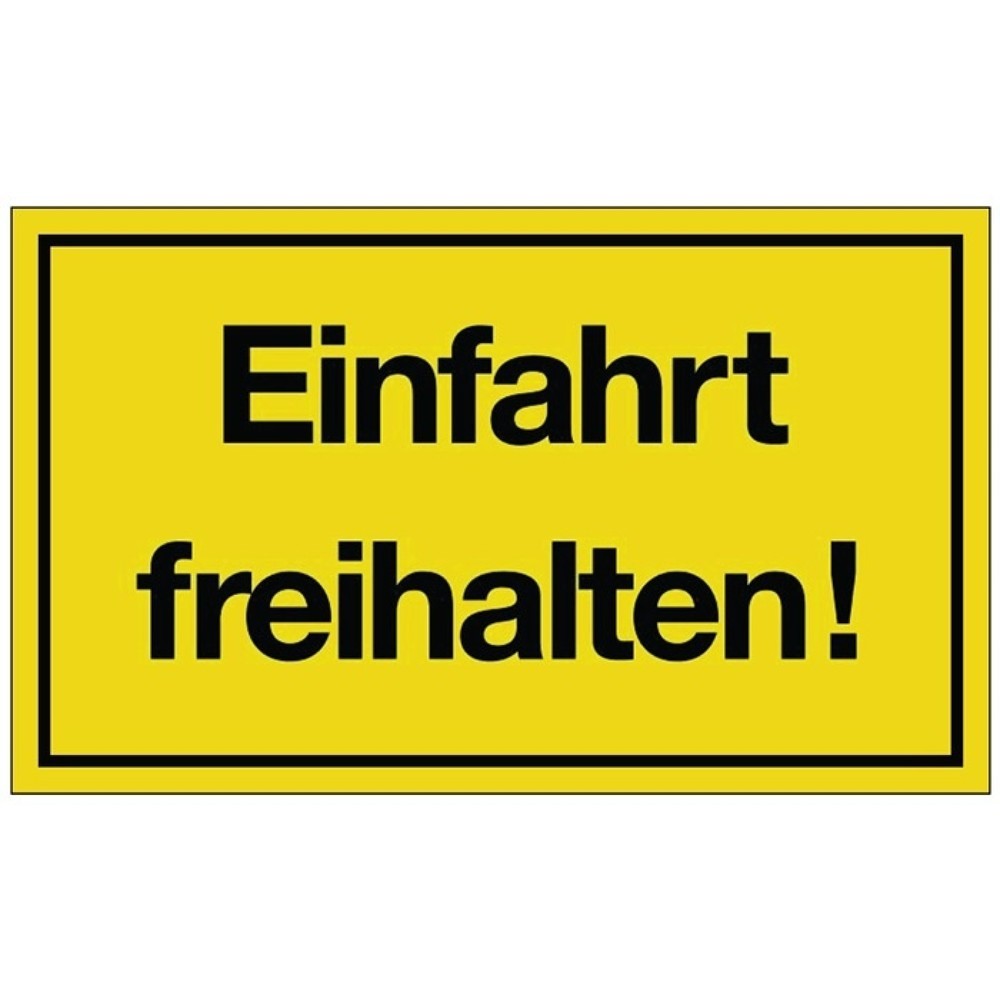 Produktabbildung: Hinweiszeichen, L250xB150 mm gelb schwarz, Einfahrt freihalten!, Kunststoff