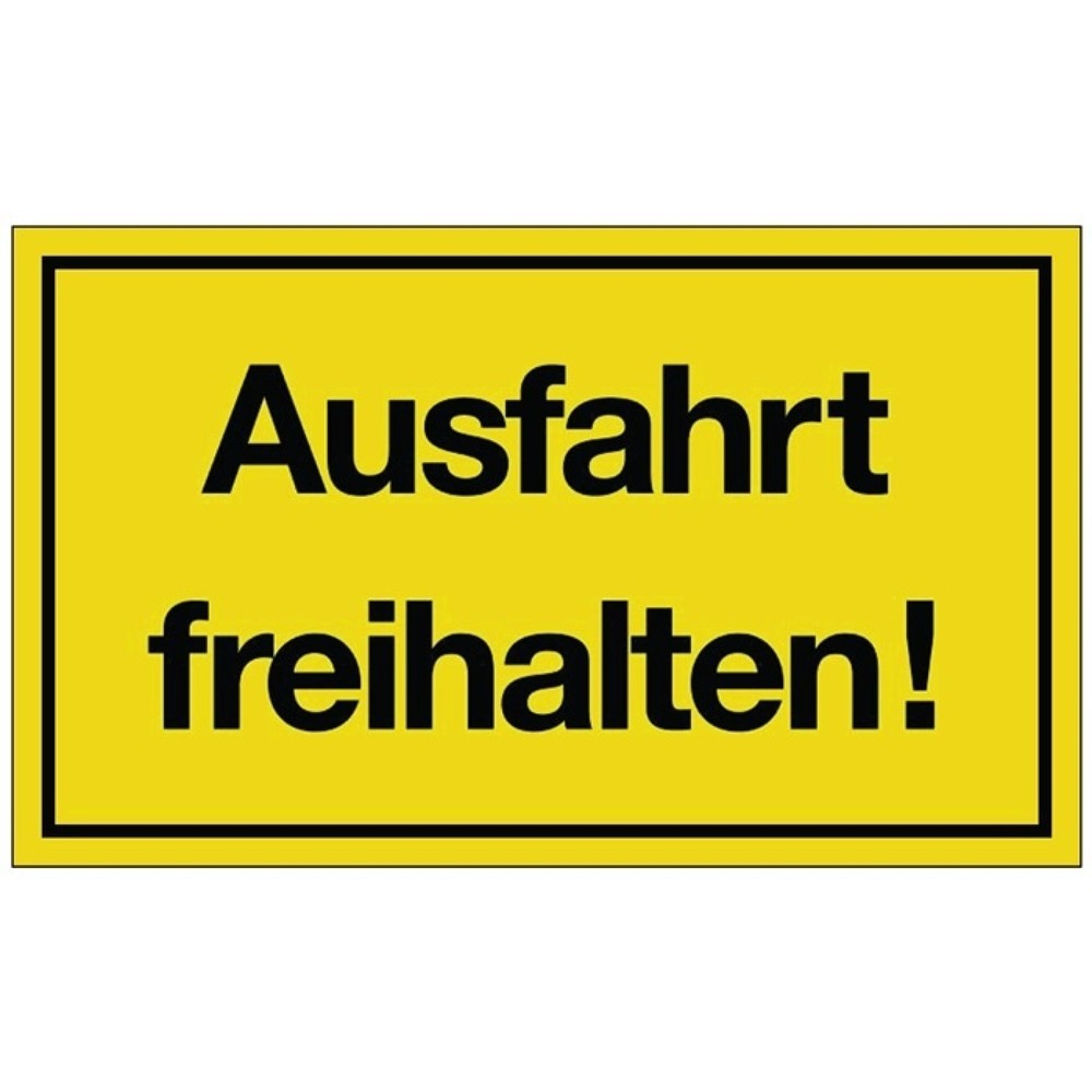 Produktabbildung: Hinweiszeichen, L250xB150 mm gelb schwarz, Ausfahrt freihalten!, Kunststoff