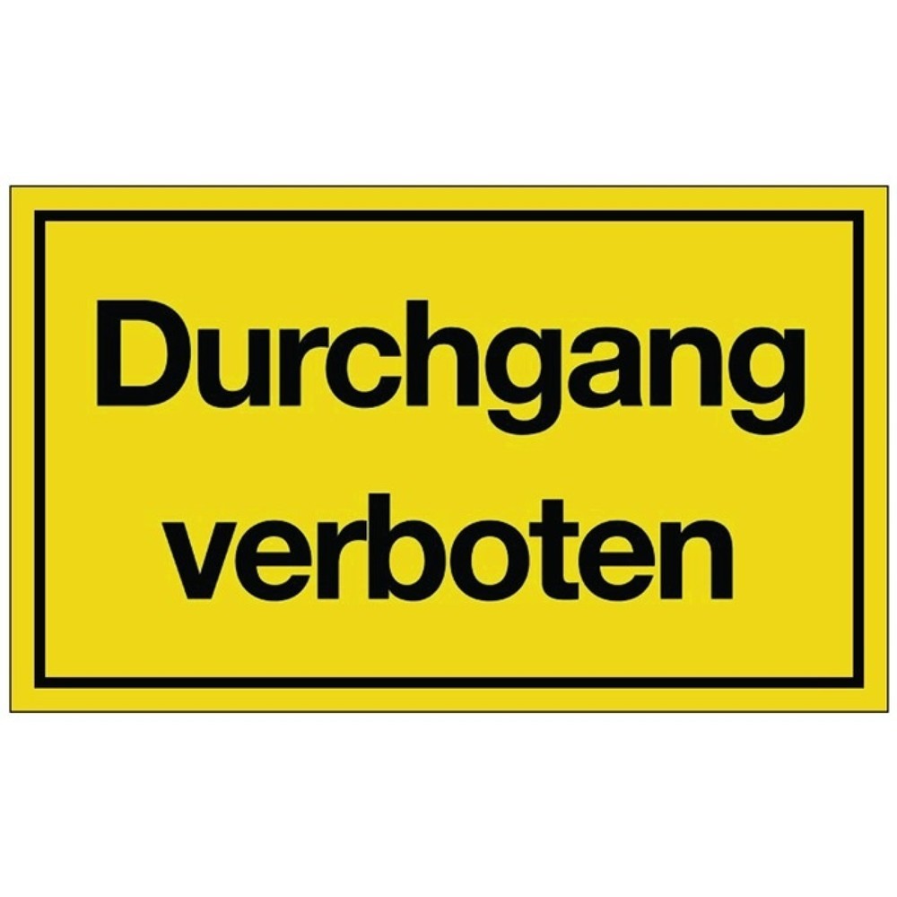 Produktabbildung: Hinweiszeichen, L250xB150 mm gelb schwarz, Durchgang verboten, Kunststoff