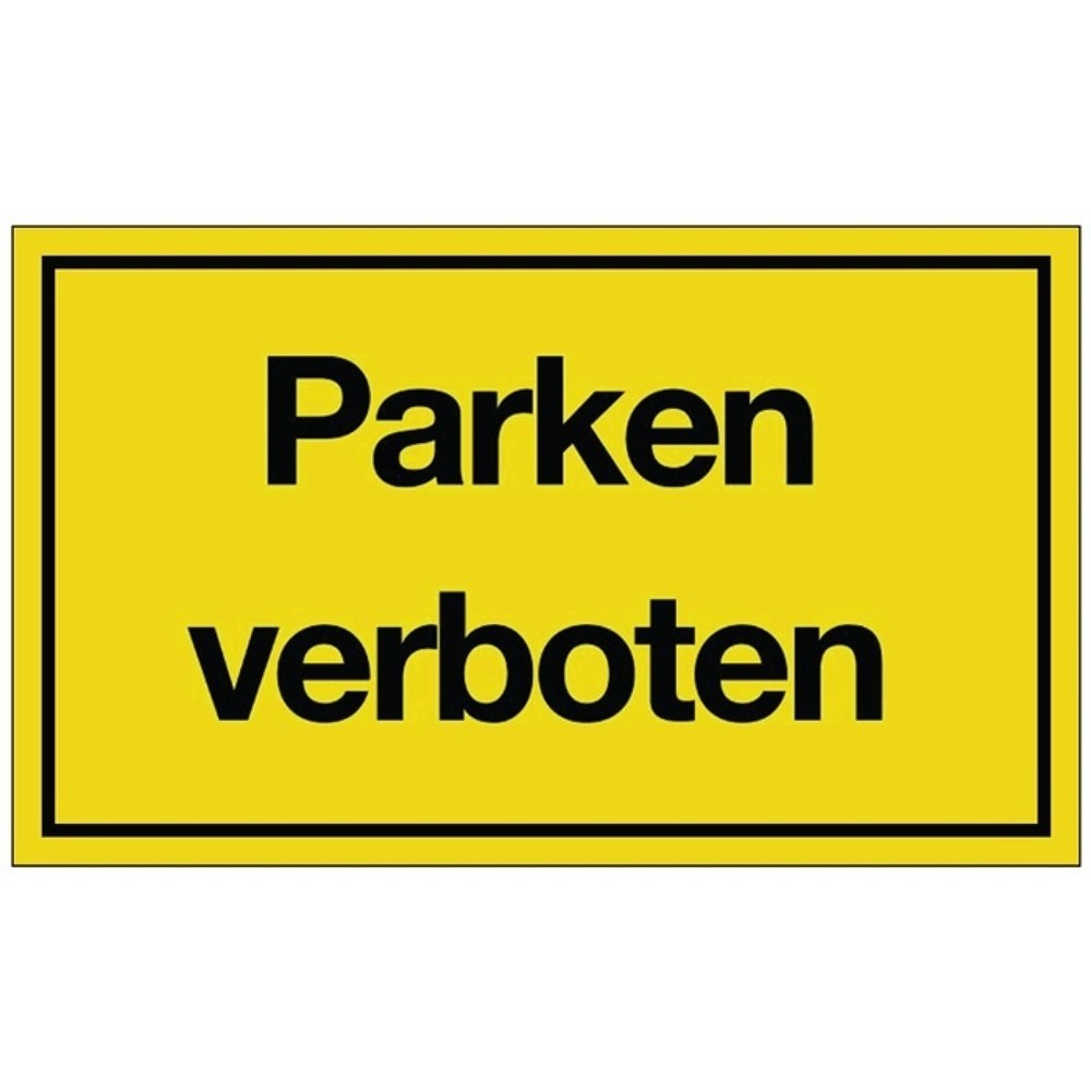 Produktabbildung: Hinweiszeichen, L250xB150 mm gelb schwarz, Parken verboten, Kunststoff