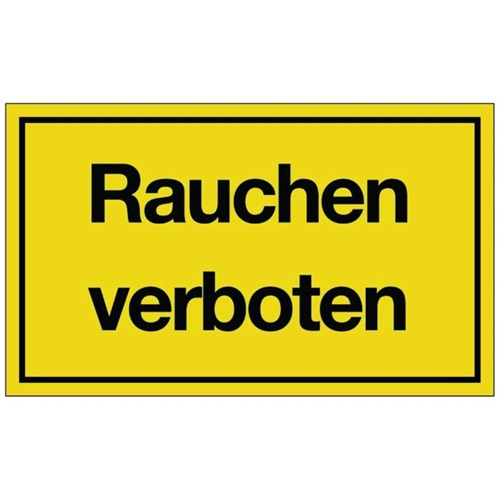Produktabbildung: Hinweiszeichen, L250xB150 mm gelb schwarz, Rauchen verboten, Kunststoff