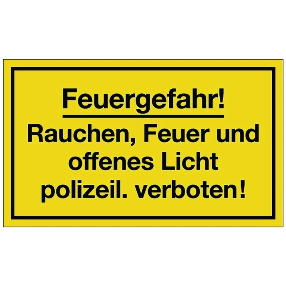 Produktabbildung: Hinweiszeichen, L250xB150 mm gelb schwarz, Feuergefahr, Kunststoff
