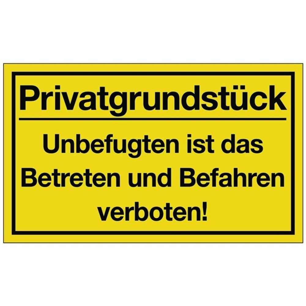 Produktabbildung: Hinweiszeichen, L400xB250 mm gelb schwarz, Privatgrundstück, Kunststoff