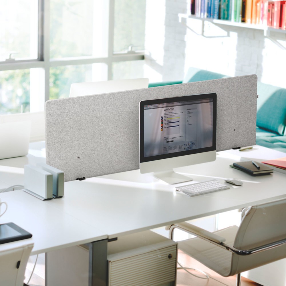Produktabbildung Nr. 7: hjh OFFICE Akustik Tischtrennwand FLEXMIUT D 180 cm, hellgrau
