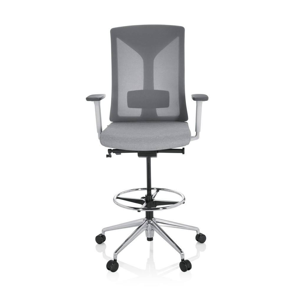 Produktabbildung: hjh OFFICE Arbeitsstuhl / Arbeitshocker HALIFAX WORK Stoff/Netzstoff, grau