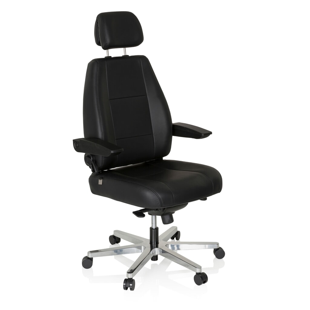 hjh OFFICE Arbeitsstuhl / Chefsessel 24 HOURS Leder, schwarz Produktabbildung Nr. 3: hjh OFFICE Arbeitsstuhl / Chefsessel 24 HOURS Leder, schwarz
