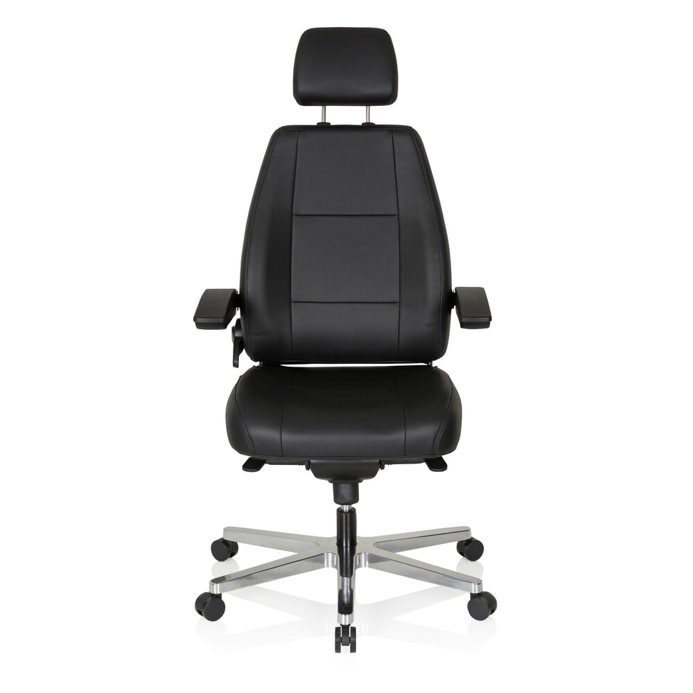 Produktabbildung: hjh OFFICE Arbeitsstuhl / Chefsessel 24 HOURS Leder, schwarz