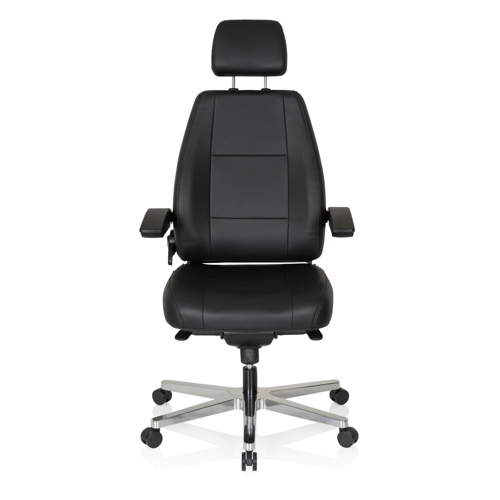 hjh OFFICE Arbeitsstuhl / Chefsessel 24 HOURS Leder, schwarz Produktabbildung: hjh OFFICE Arbeitsstuhl / Chefsessel 24 HOURS Leder, schwarz