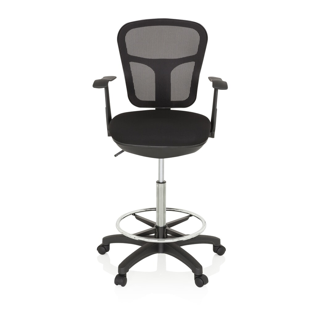 Produktabbildung: hjh OFFICE Arbeitsstuhl / Counterstuhl TOP WORK 108 Stoff/Netzstoff, schwarz