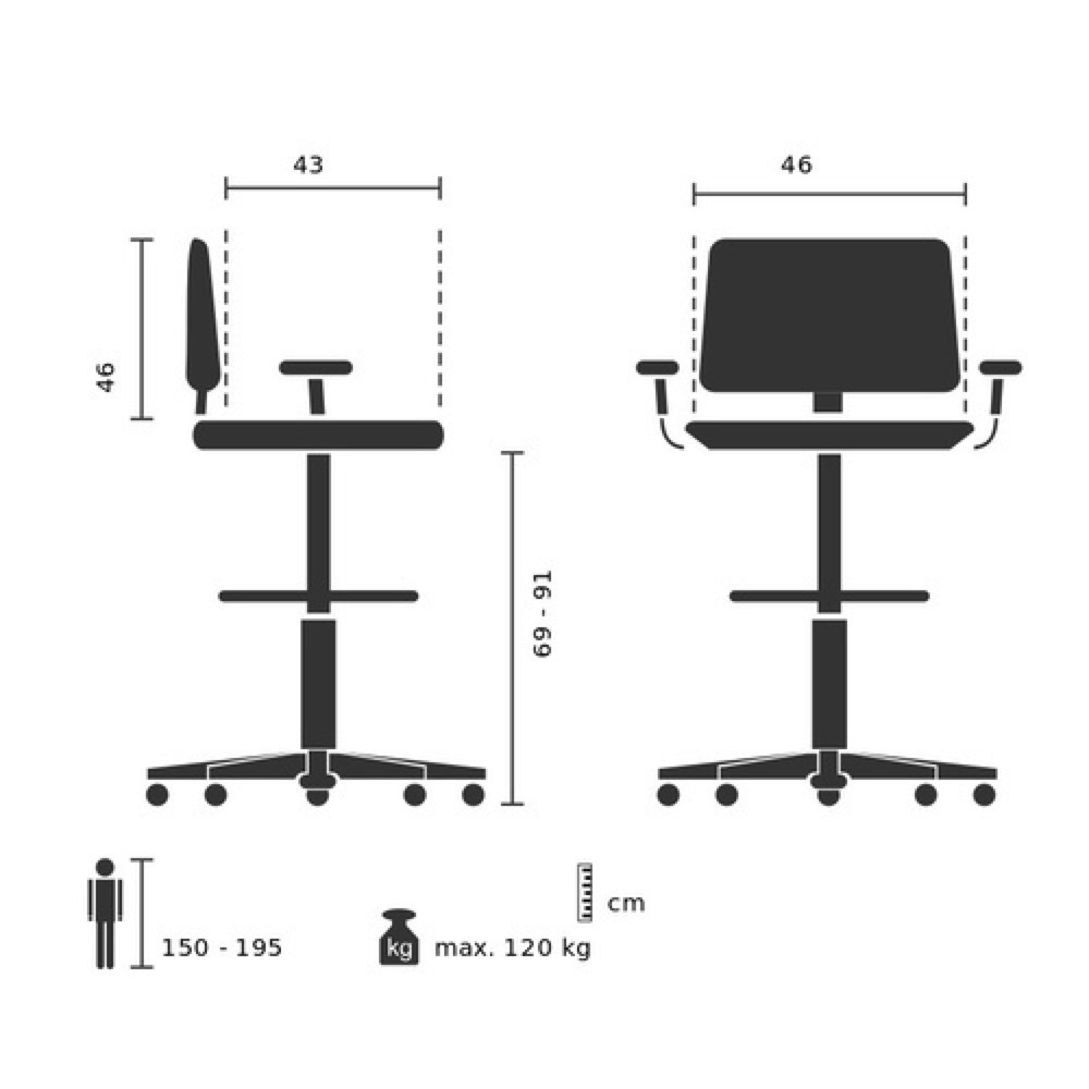 Produktabbildung Nr. 11: hjh OFFICE Arbeitsstuhl / Counterstuhl TOP WORK 108 Stoff/Netzstoff, schwarz
