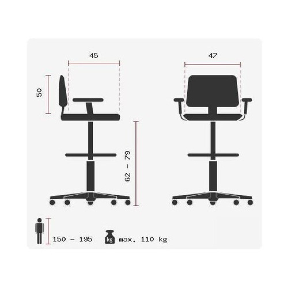 Produktabbildung Nr. 10: hjh OFFICE Arbeitsstuhl / Counterstuhl TOP WORK 77 Stoff, schwarz