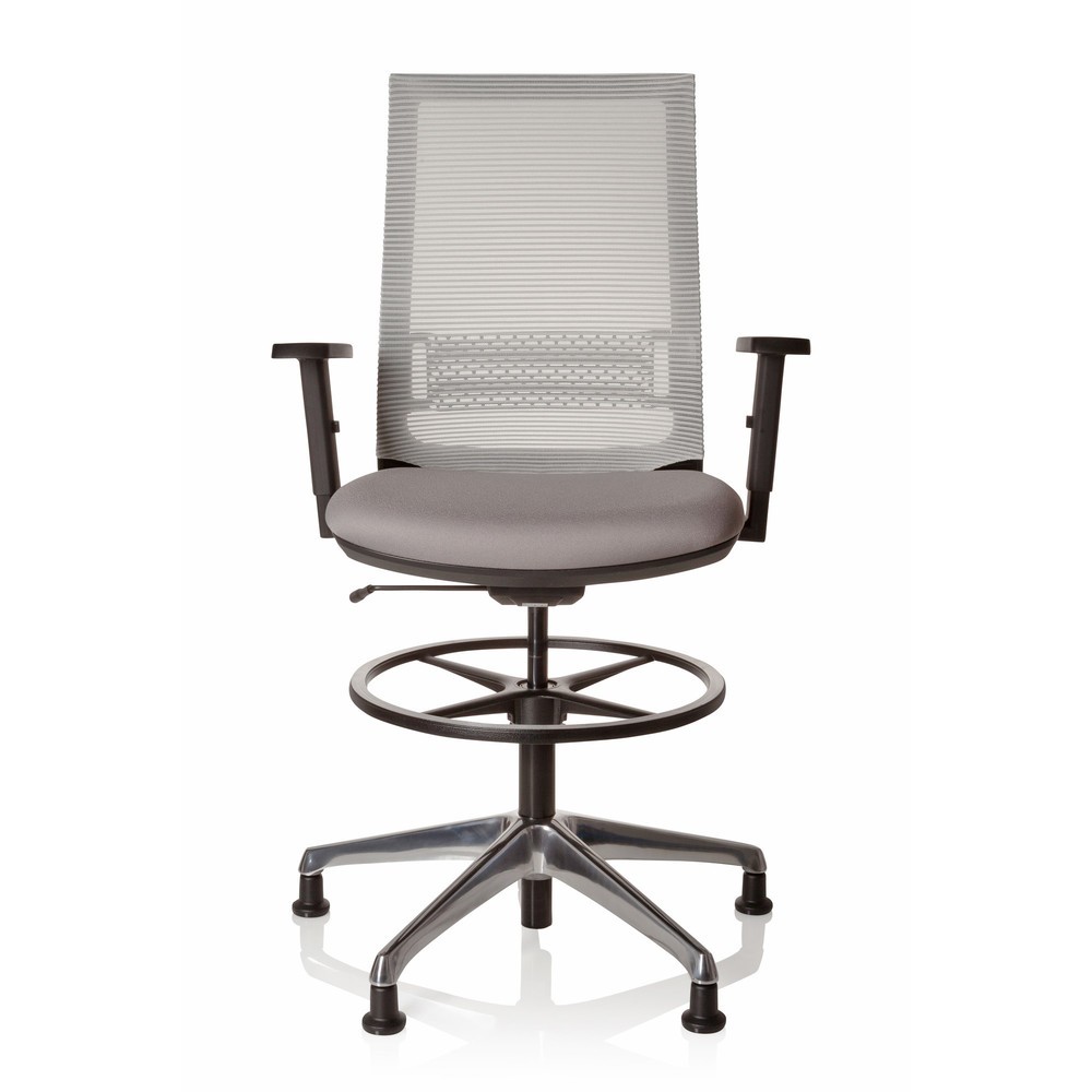 Produktabbildung: hjh OFFICE Arbeitsstuhl / Counterstuhl TOP WORK 99 Bezug: 100 % Polyester, grau