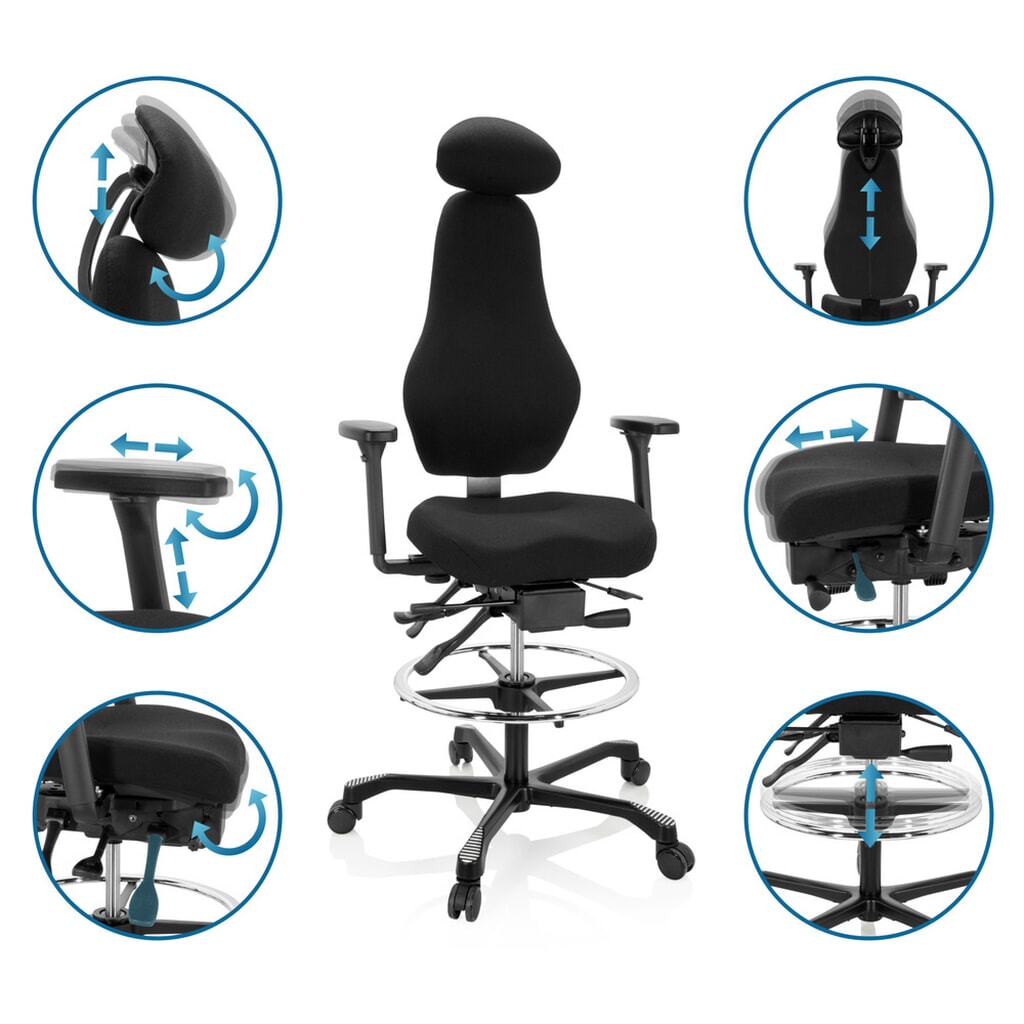 hjh OFFICE Arbeitsstuhl / Counterstuhl RESISTIO WORK Stoff, schwarz Produktabbildung Nr. 3: hjh OFFICE Arbeitsstuhl / Counterstuhl RESISTIO WORK Stoff, schwarz