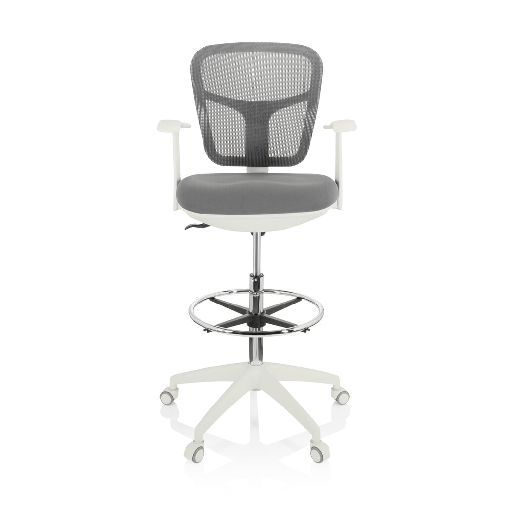 hjh OFFICE Arbeitsstuhl / Counterstuhl TOP WORK 108 W Netzstoff/Stoff, grau Produktabbildung: hjh OFFICE Arbeitsstuhl / Counterstuhl TOP WORK 108 W Netzstoff/Stoff, grau