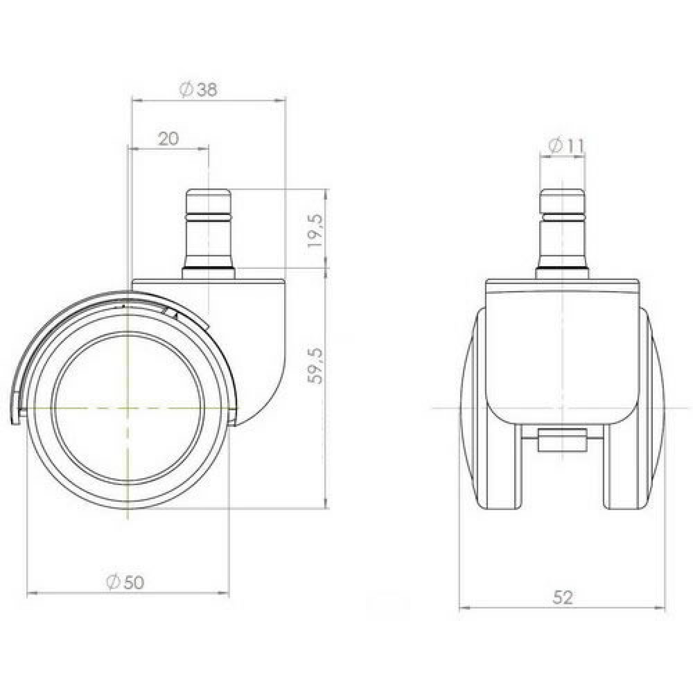 Produktabbildung Nr. 4: hjh OFFICE 5x Hartbodenrollen ROLO 11 mm / 50 mm Büro-Stuhl-Rollen für Hartböden, (5er Pack)