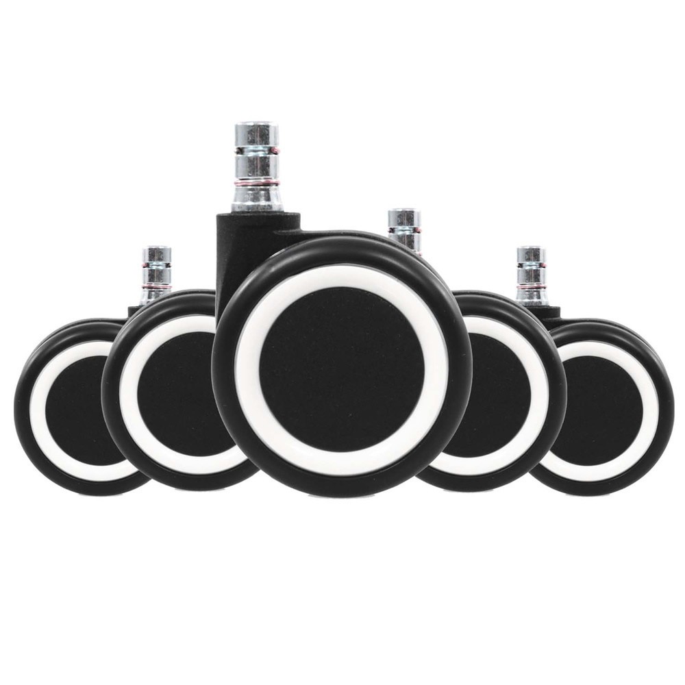 Produktabbildung Nr. 2: hjh OFFICE 5x Hartbodenrollen ROLO COLOR 60 11 mm / 60 mm Büro-Stuhl-Rollen für Hartböden (5er Pack), schwarz/weiß