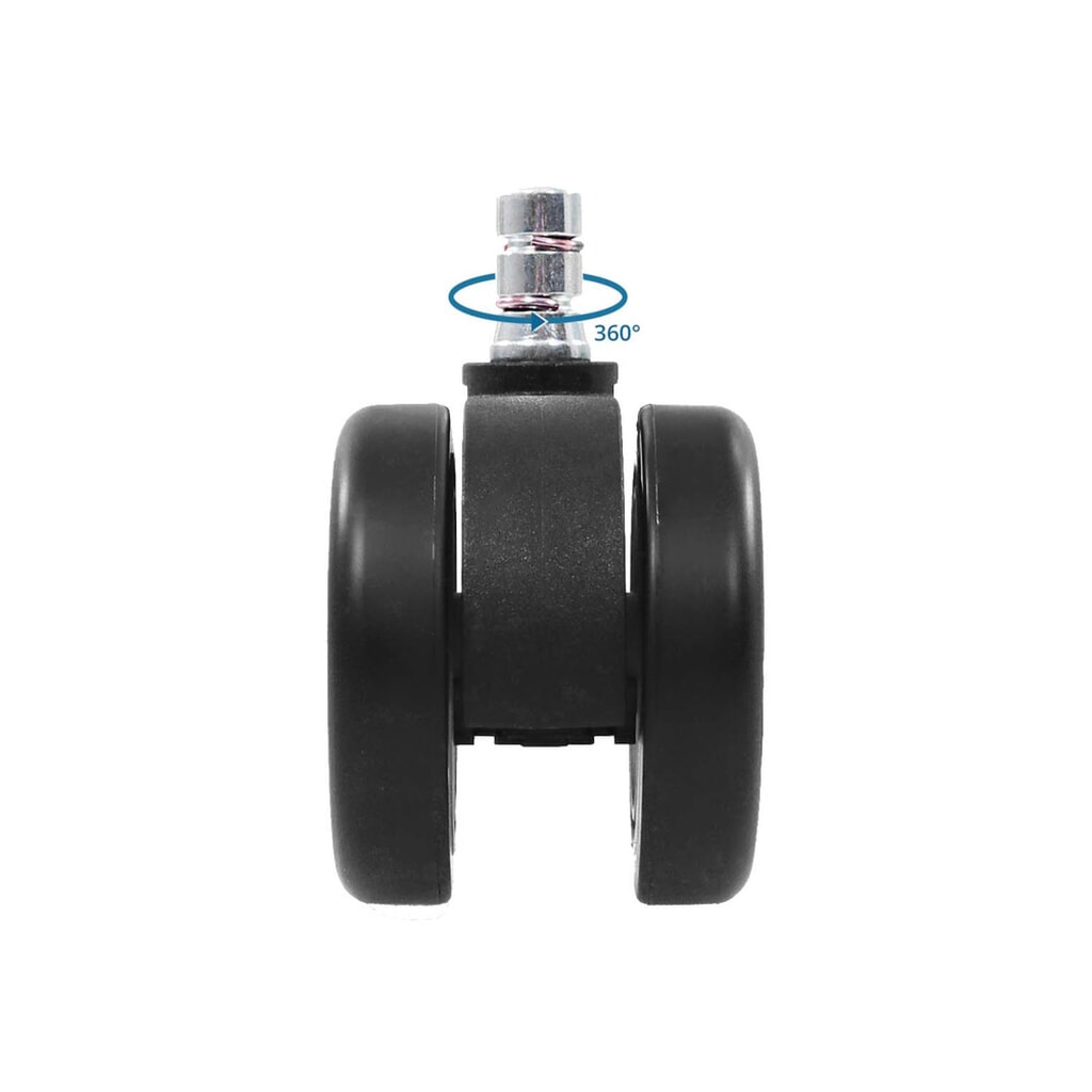Produktabbildung Nr. 3: hjh OFFICE 5x Hartbodenrollen ROLO COLOR 60 11 mm / 60 mm Büro-Stuhl-Rollen für Hartböden (5er Pack), schwarz/weiß