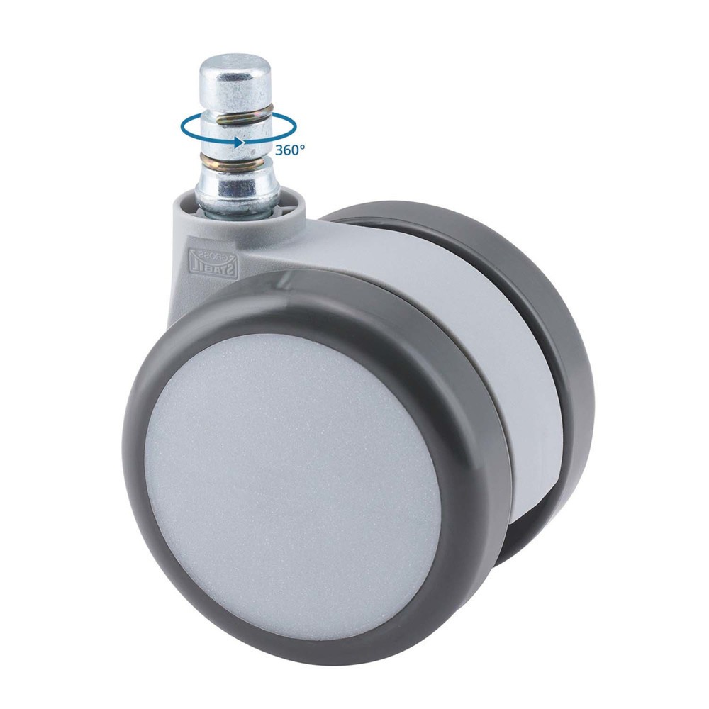 Produktabbildung Nr. 3: hjh OFFICE 5x Hartbodenrollen ROLO MOVE 60 No-Noise 11 mm / 60 mm (5er Pack) Büro-Stuhl-Rollen, weiß/grau