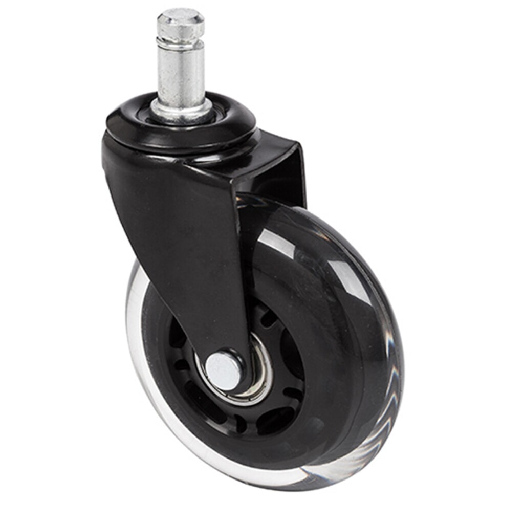 hjh OFFICE 5x Hartbodenrollen ROLO SKATE 11 mm / 75 mm Büro-Stuhl-Rollen schwarz / transparent (5er Pack) Produktabbildung: hjh OFFICE 5x Hartbodenrollen ROLO SKATE 11 mm / 75 mm Büro-Stuhl-Rollen schwarz / transparent (5er Pack)