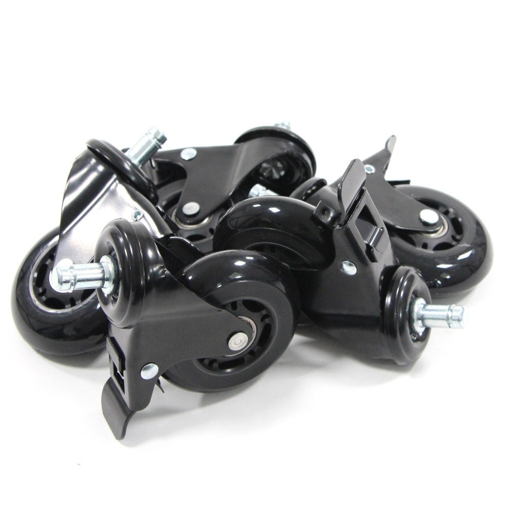 Produktabbildung Nr. 3: hjh OFFICE 5x Hartbodenrollen ROLO SKATE 11 mm / 75 mm Büro-Stuhl-Rollen inkl. Bremse schwarz (5er Pack)