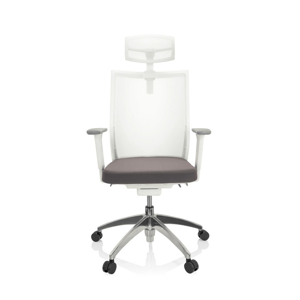 Produktabbildung: hjh OFFICE Bürostuhl / Drehstuhl ASPEN WHITE PRO Netzstoff transparent / Sitz Stoff, grau