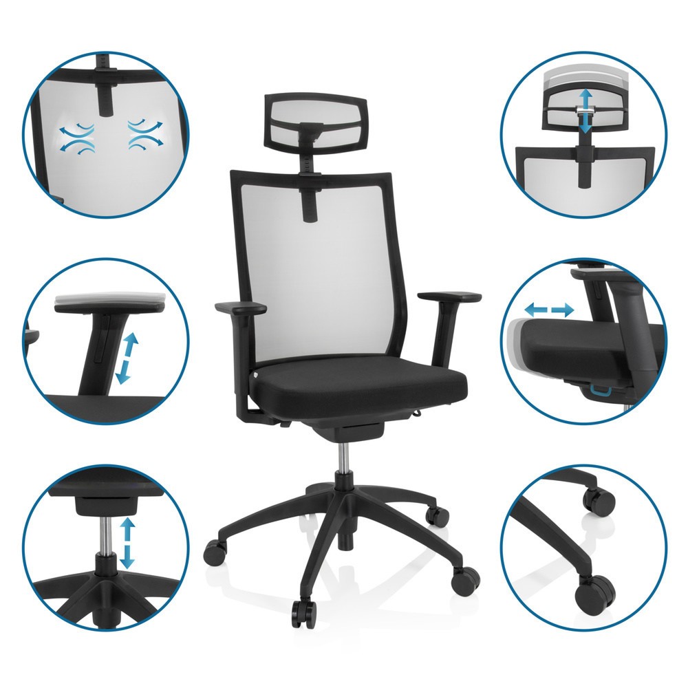 Produktabbildung Nr. 3: hjh OFFICE Bürostuhl / Drehstuhl ASPEN PRO Netzstoff, schwarz