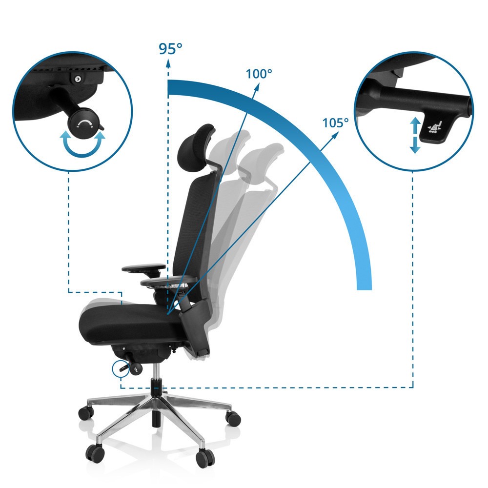 Produktabbildung Nr. 2: hjh OFFICE Bürostuhl / Drehstuhl BRACIO Stoff, schwarz