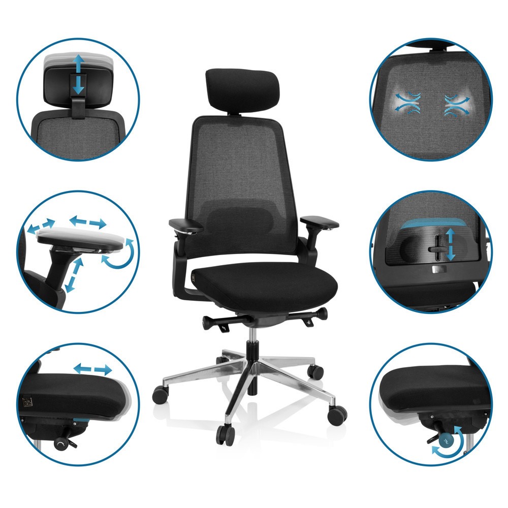 Produktabbildung Nr. 3: hjh OFFICE Bürostuhl / Drehstuhl BRACIO Stoff, schwarz