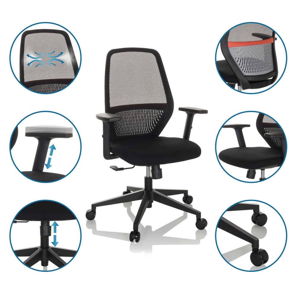 Produktabbildung Nr. 4: hjh OFFICE Bürostuhl / Drehstuhl CARLOW I Netzstoff / Stoff, schwarz