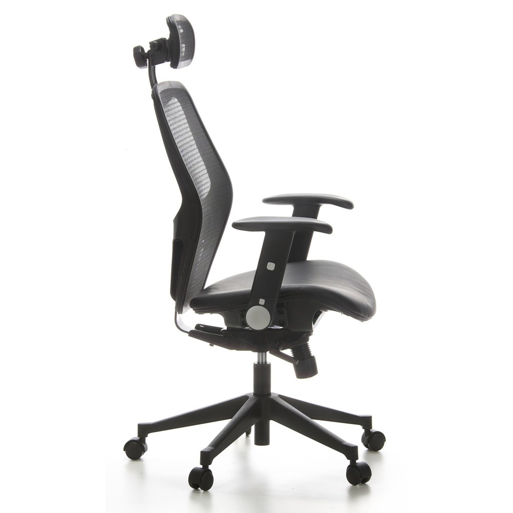 Produktabbildung Nr. 3: hjh OFFICE Bürostuhl / Chefsessel AIR PORT Netzstoff/Leder, schwarz
