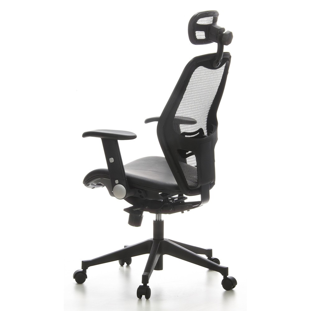 Produktabbildung Nr. 7: hjh OFFICE Bürostuhl / Chefsessel AIR PORT Netzstoff/Leder, schwarz