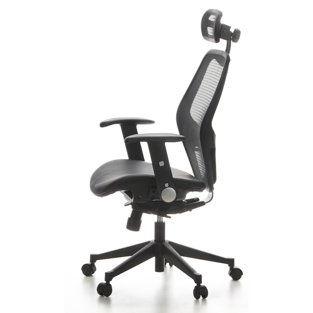 Produktabbildung Nr. 8: hjh OFFICE Bürostuhl / Chefsessel AIR PORT Netzstoff/Leder, schwarz