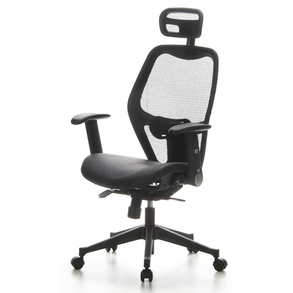 Produktabbildung Nr. 9: hjh OFFICE Bürostuhl / Chefsessel AIR PORT Netzstoff/Leder, schwarz
