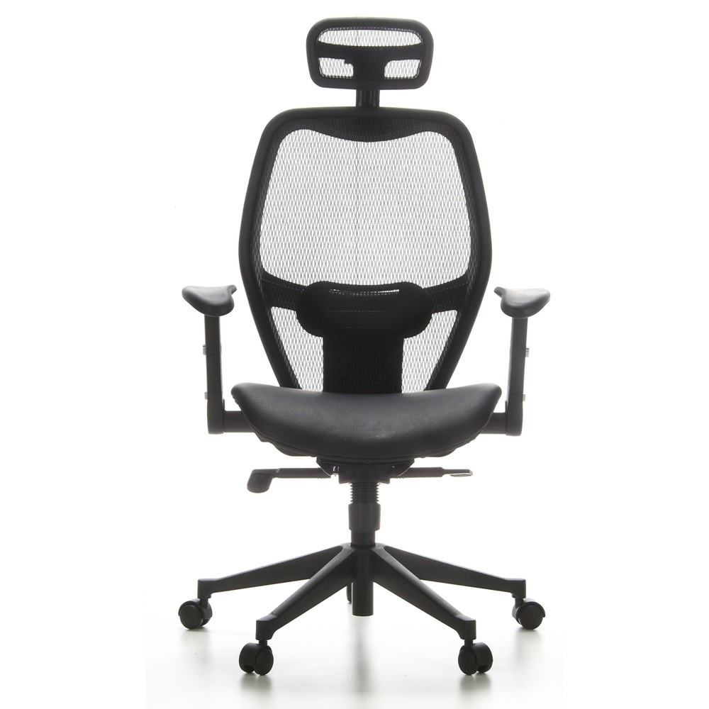 Produktabbildung Nr. 1: hjh OFFICE Bürostuhl / Chefsessel AIR PORT Netzstoff/Leder, schwarz