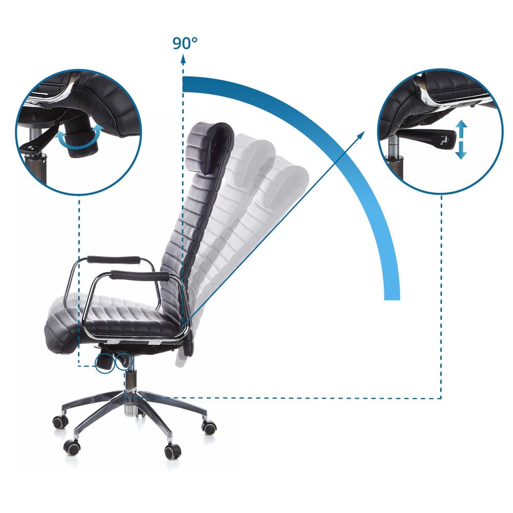 Produktabbildung Nr. 10: hjh OFFICE Bürostuhl / Chefsessel ASPERA 20 Leder, schwarz