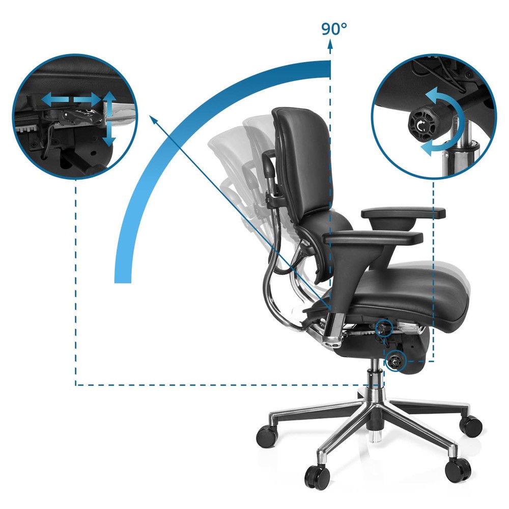 Produktabbildung Nr. 10: hjh OFFICE Bürostuhl / Chefsessel ERGOHUMAN STD BASE Leder, schwarz