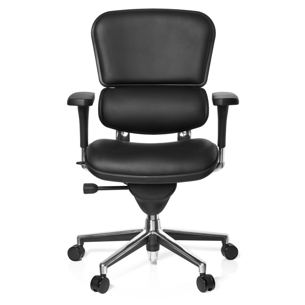 Produktabbildung: hjh OFFICE Bürostuhl / Chefsessel ERGOHUMAN STD BASE Leder, schwarz
