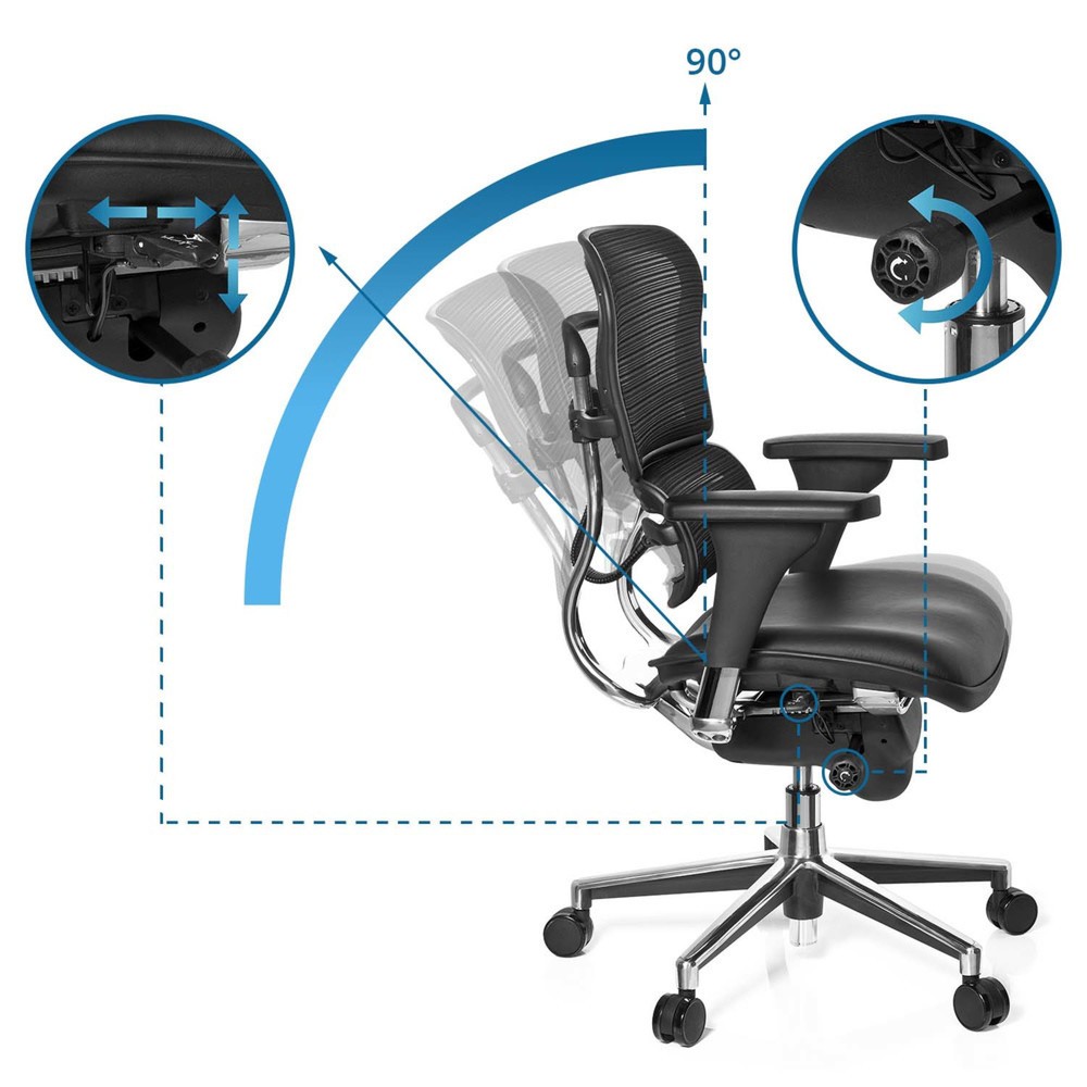 Produktabbildung Nr. 10: hjh OFFICE Bürostuhl / Chefsessel ERGOHUMAN STD BASE LN Leder, schwarz