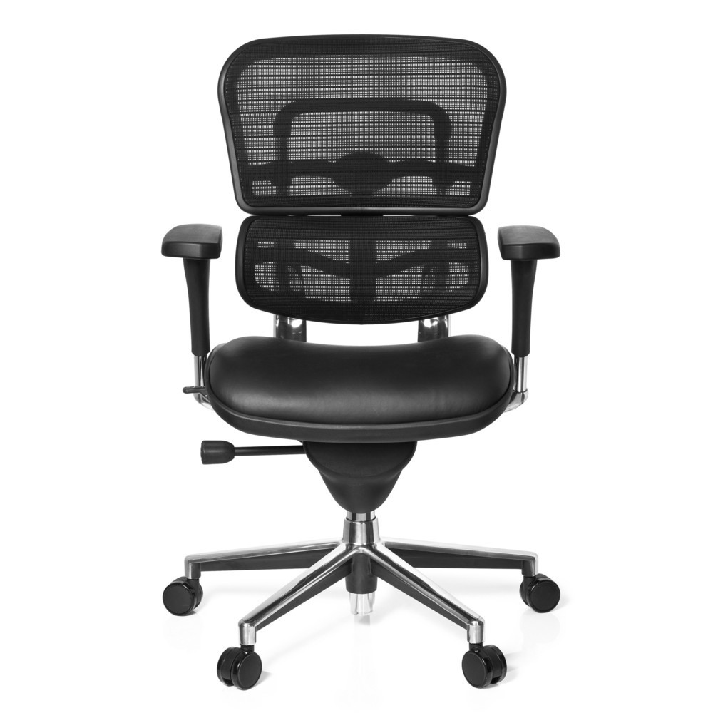 Produktabbildung: hjh OFFICE Bürostuhl / Chefsessel ERGOHUMAN STD BASE LN Leder, schwarz
