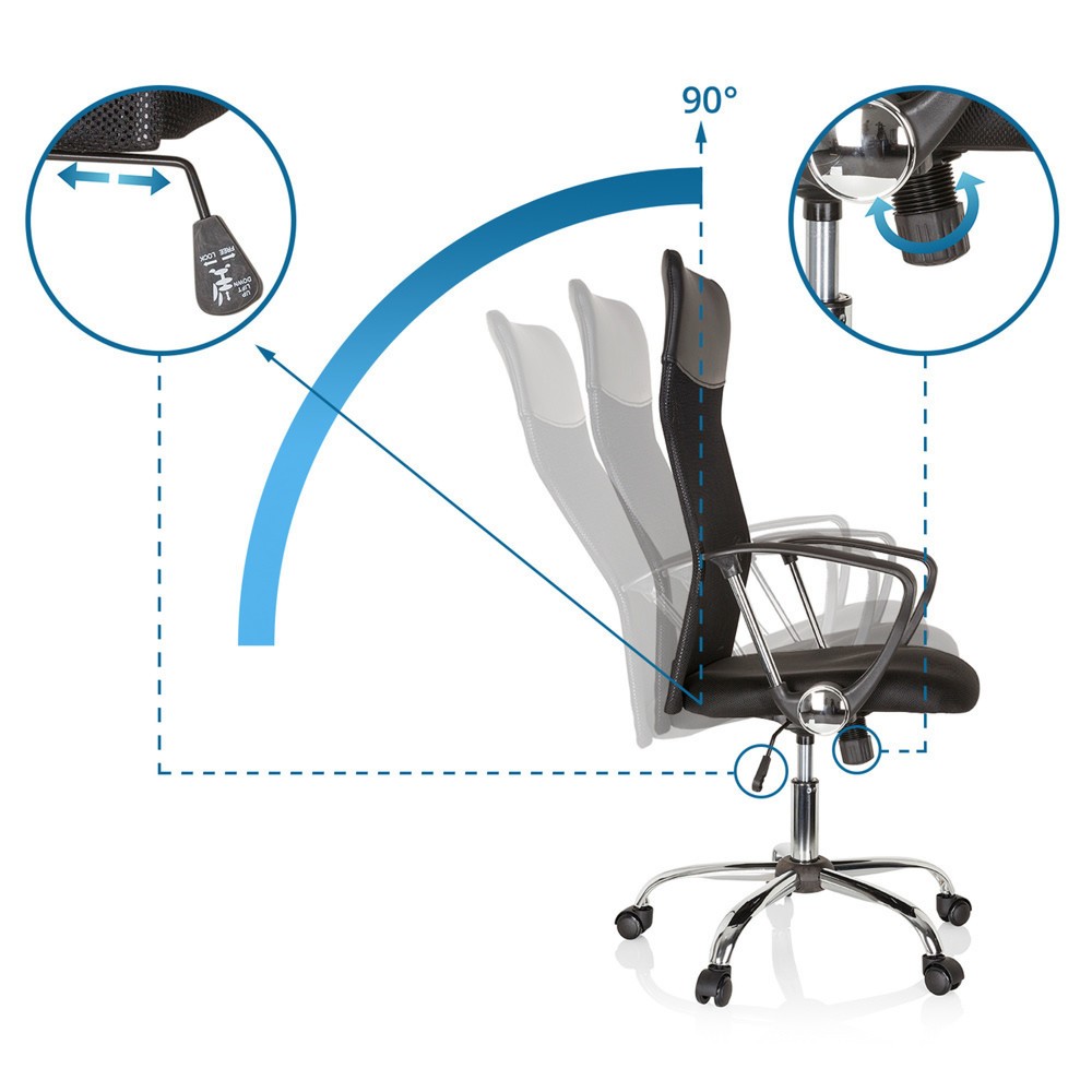 Produktabbildung Nr. 10: hjh OFFICE Bürostuhl / Chefsessel PURE NET Kunstleder/Netzstoff, schwarz