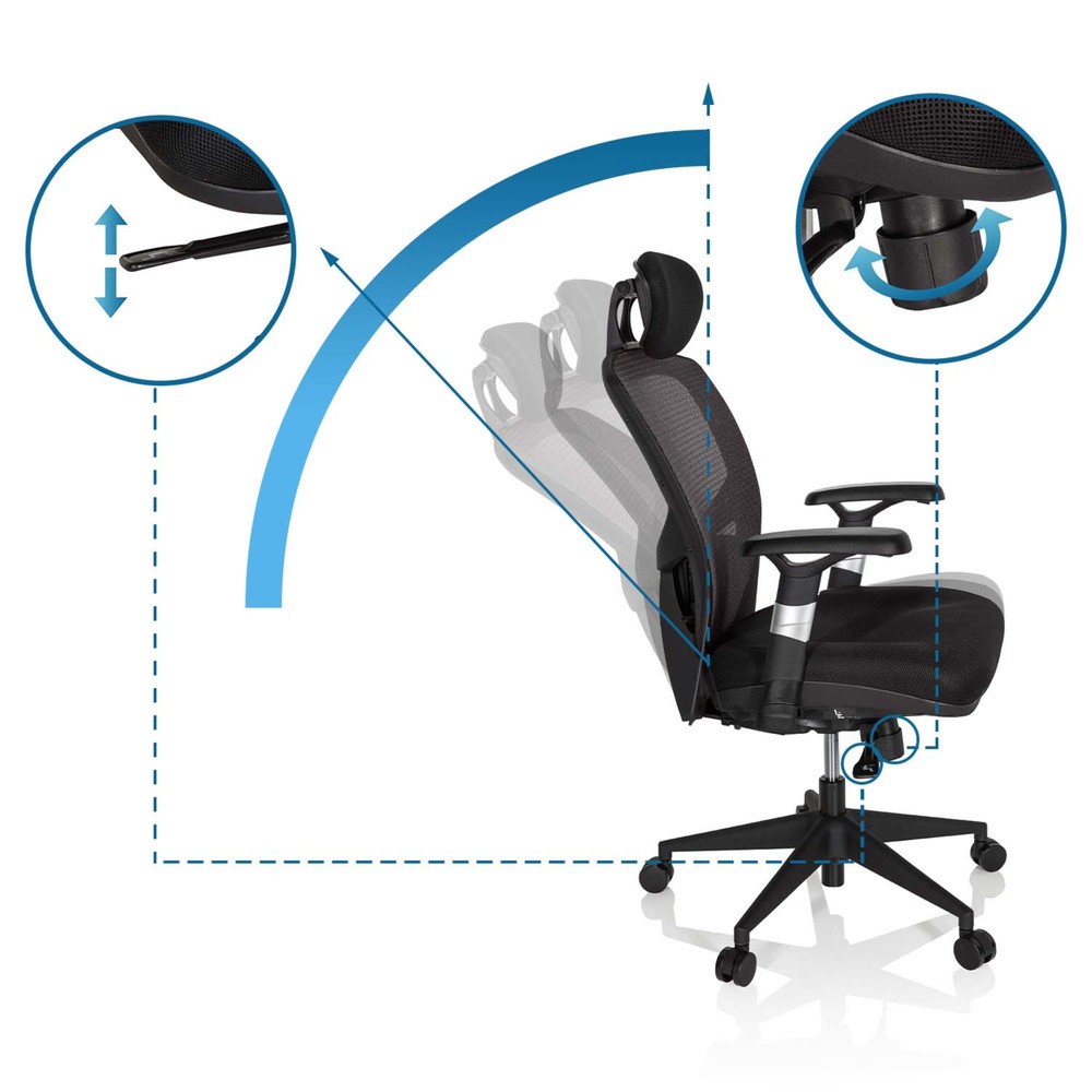 Produktabbildung Nr. 10: hjh OFFICE Bürostuhl / Chefsessel VENUS BASE Stoff, grau/schwarz