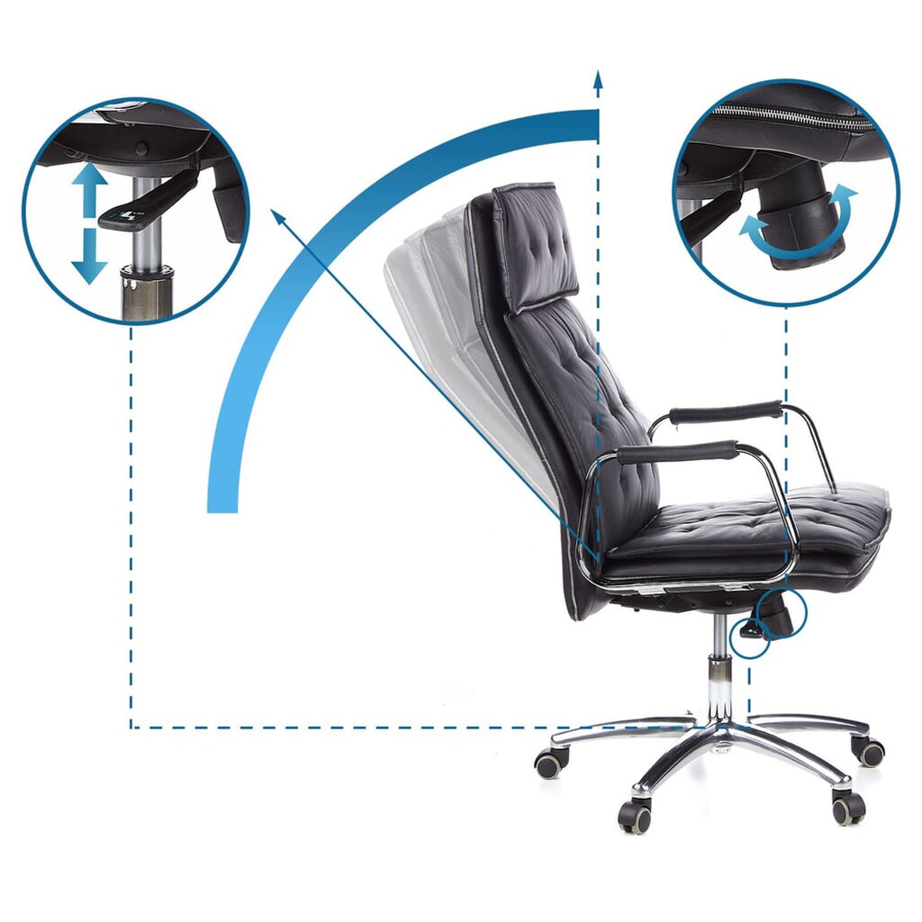 hjh OFFICE Bürostuhl / Chefsessel VILLA 20 Leder, schwarz Produktabbildung Nr. 12: hjh OFFICE Bürostuhl / Chefsessel VILLA 20 Leder, schwarz