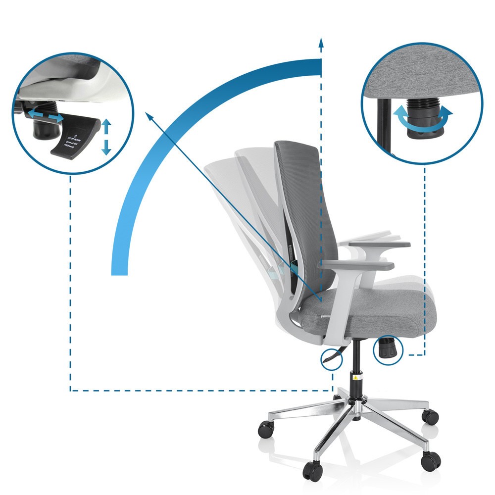 Produktabbildung Nr. 10: hjh OFFICE Bürostuhl / Drehstuhl HALIFAX Stoff/Netzstoff, grau