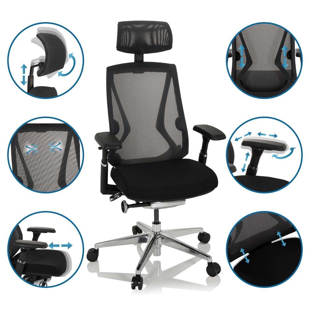 Produktabbildung Nr. 10: hjh OFFICE Bürostuhl / Drehstuhl INSPERO Stoff/Netzstoff, schwarz