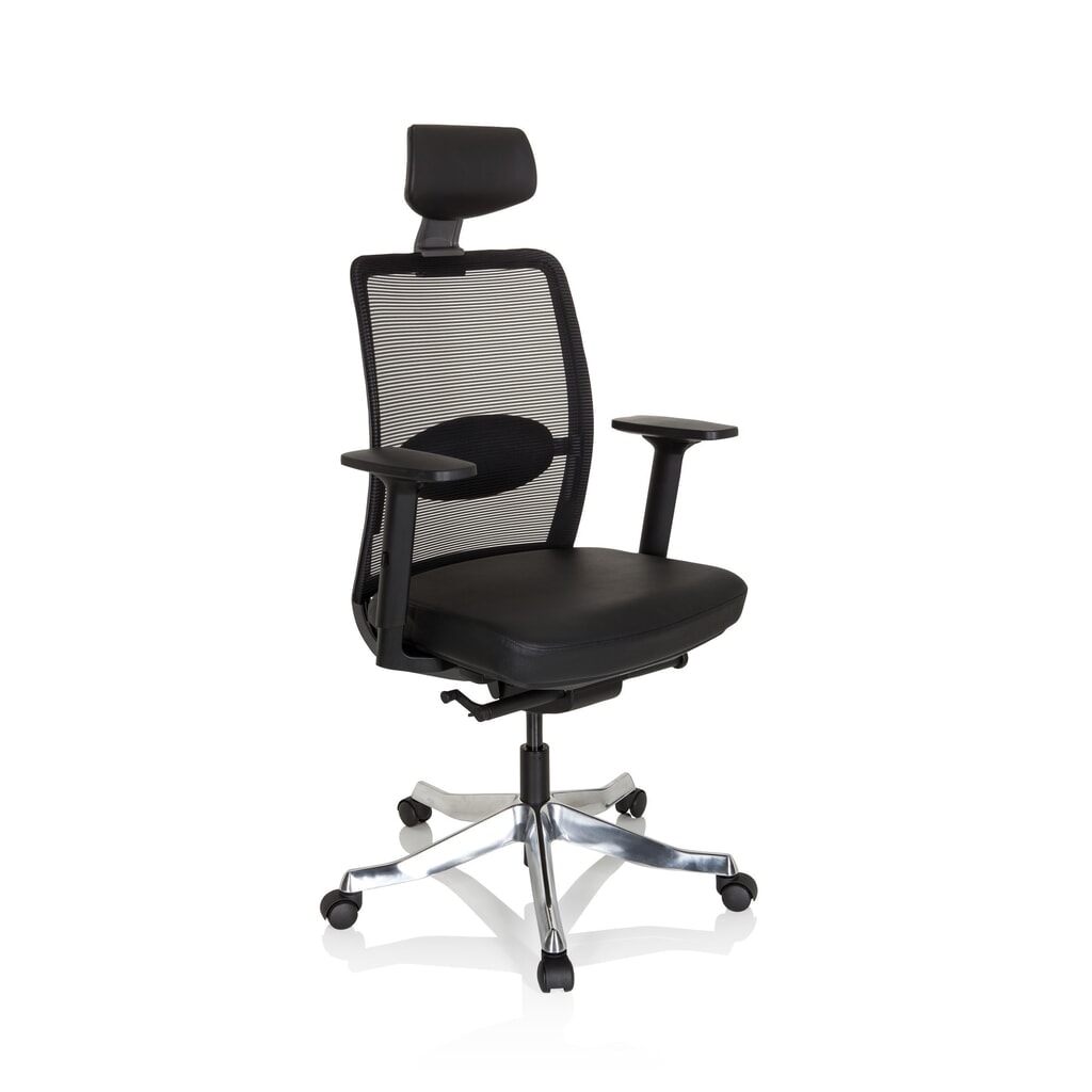 hjh OFFICE Bürostuhl / Drehstuhl SENATOR PRO Leder, Netzstoff, schwarz Produktabbildung Nr. 3: hjh OFFICE Bürostuhl / Drehstuhl SENATOR PRO Leder, Netzstoff, schwarz
