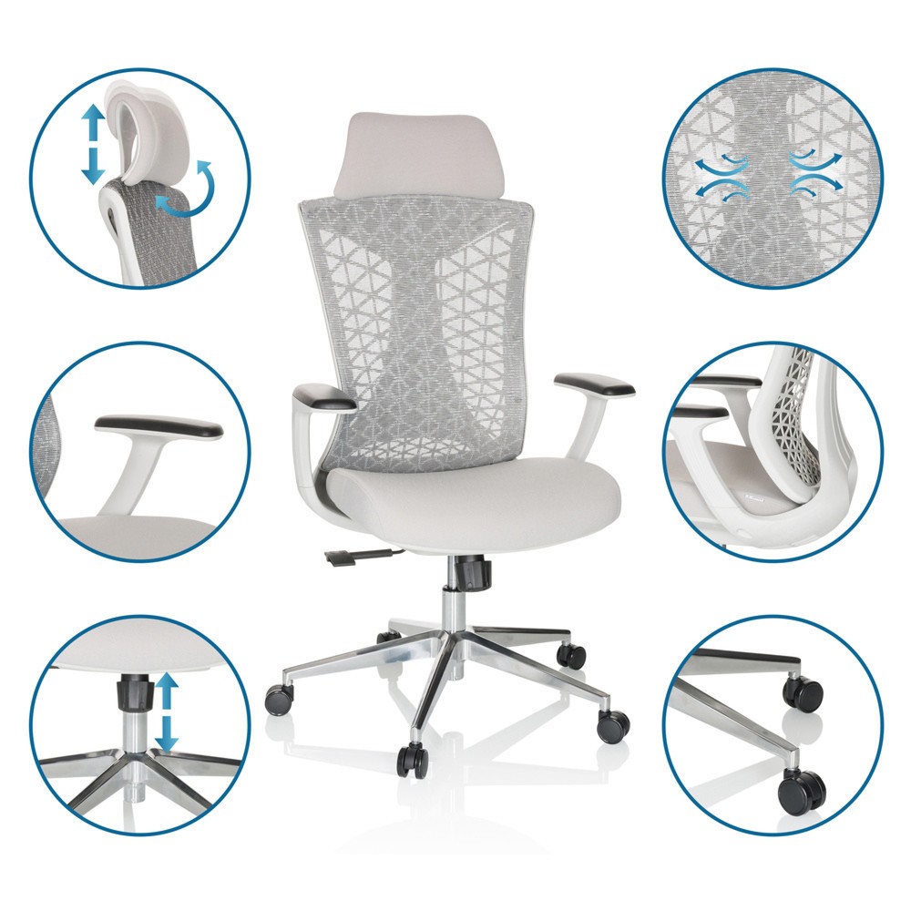 Produktabbildung Nr. 3: hjh OFFICE Bürostuhl / Drehstuhl FALEO W Netzstoff / Stoff, grau