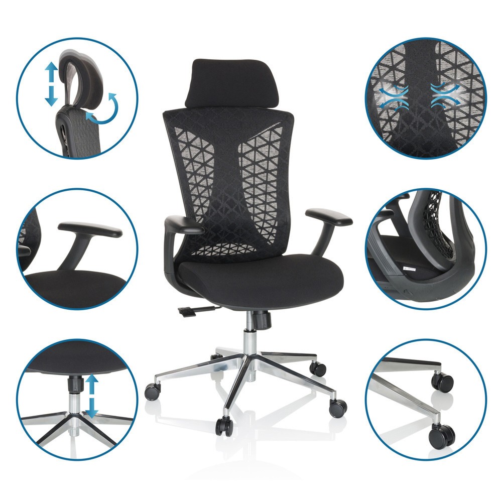 Produktabbildung Nr. 4: hjh OFFICE Bürostuhl / Drehstuhl FALEO B Netzstoff / Stoff, schwarz