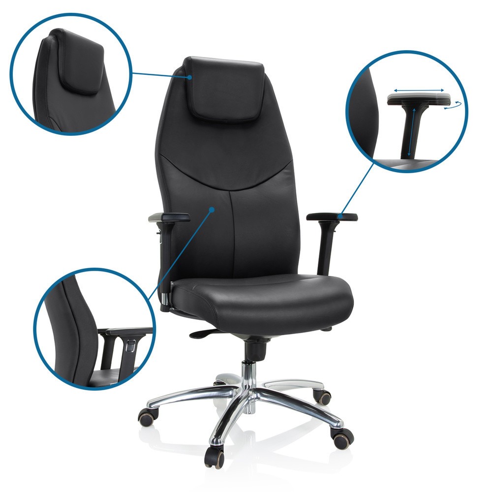 Produktabbildung Nr. 2: hjh OFFICE Bürostuhl / Chefsessel FERRARA Leder, schwarz