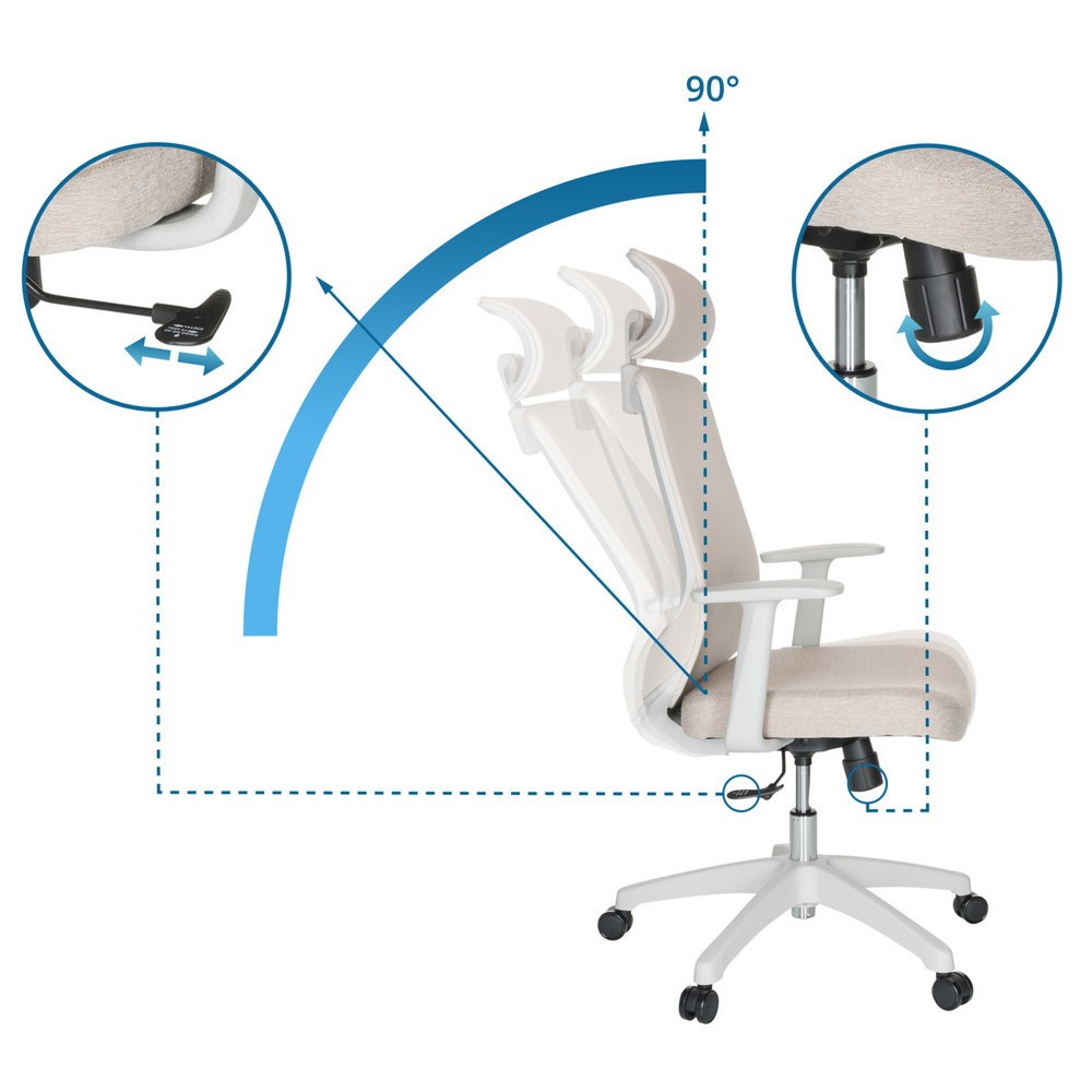 Produktabbildung Nr. 2: hjh OFFICE Bürostuhl / Drehstuhl MIKEO W Netzstoff / Stoff, beige